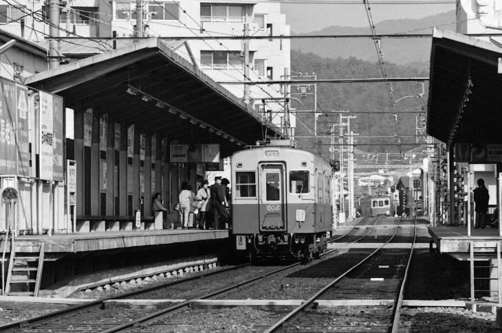 冬枯れの京福電気鉄道叡山線（昭和57年1月）